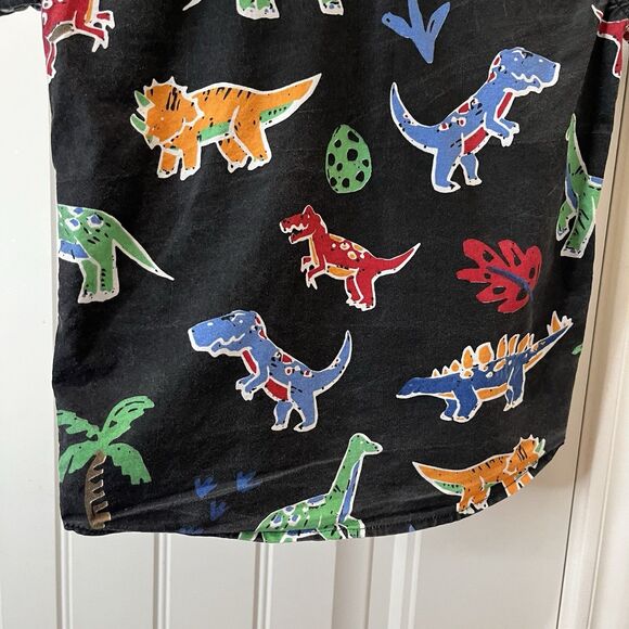 SVRN Sovereign Code Black Mulitcolor Dino Dinosaurs Print Button Up Shirt Sz 3T - Picture 8 of 8